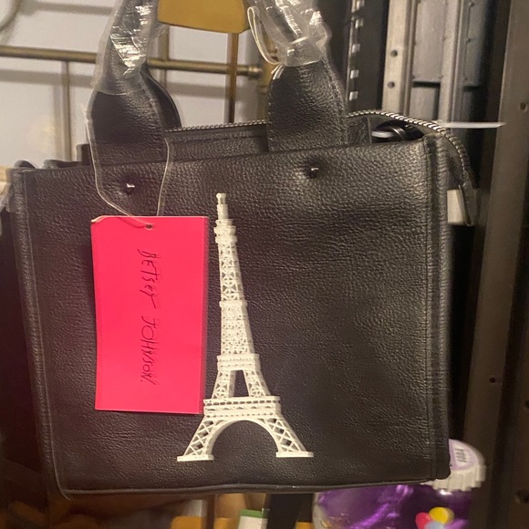Betsey Johnson Black Mini Bag with Eiffel Tower - Picture 1 of 14